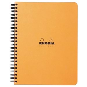 225x297 MM A4+Çizgili Defter Turuncu Kapak Yandan Spiralli 80 YP 5 Li
