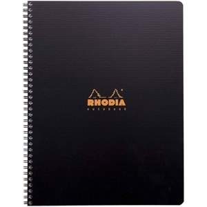 225x297 MM A4+Çizgili Defter Siyah Kapak Yandan Spiralli 80 YP 5 Li