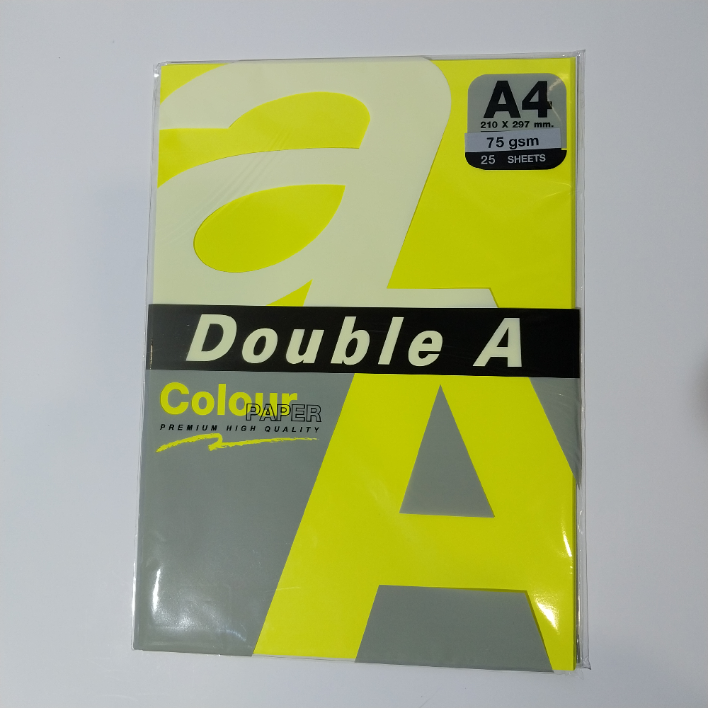 Double A Renkli Kağıt 25 Lİ A4 75 GR Fosforlu Sarı