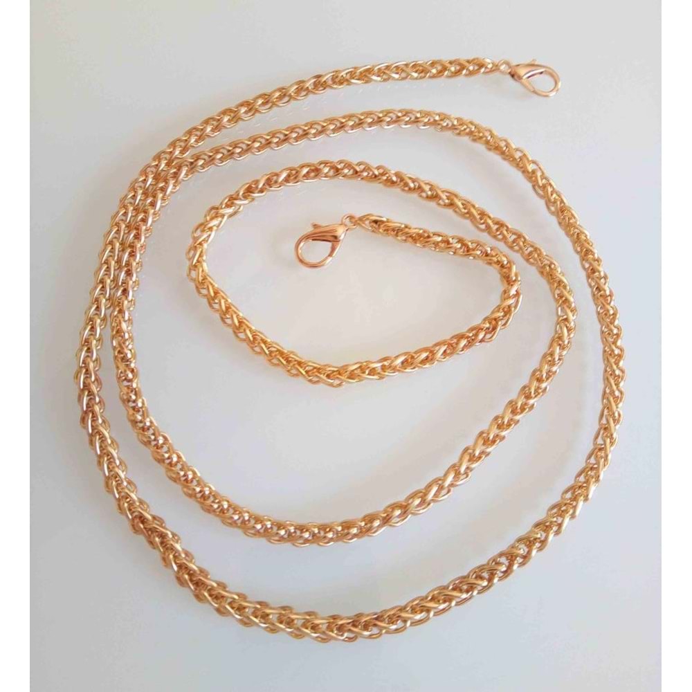 Çanta Aksesuar Light Gold Renk Örgü Model Çanta Zinciri (120 Cm)