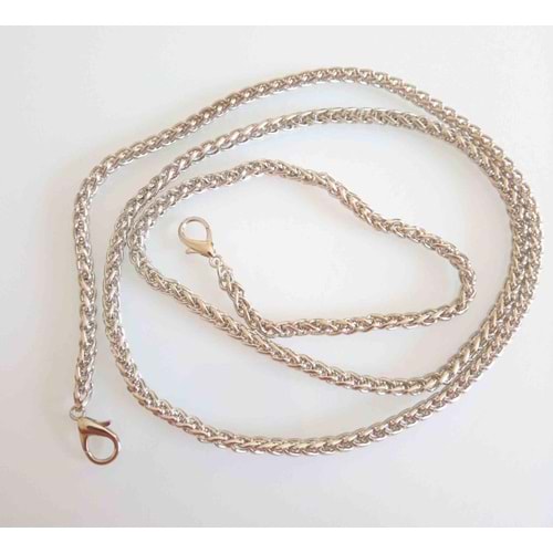 Çanta Aksesuar Gümüş Renk Örgü Model Çanta Zinciri (120 Cm )