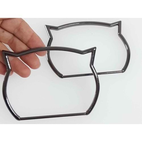 Çanta Aksesuar 11X8 Cm Füme Renk, Kedili Metal Çanta Sapı