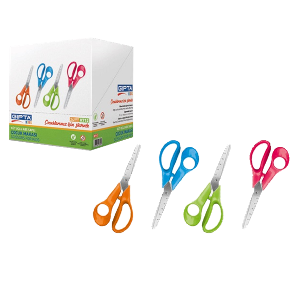 Gıpta Öğrenci Makası Küt Uçlu Ergo Cetvelli 4 Renk K7120 (1 Adet)