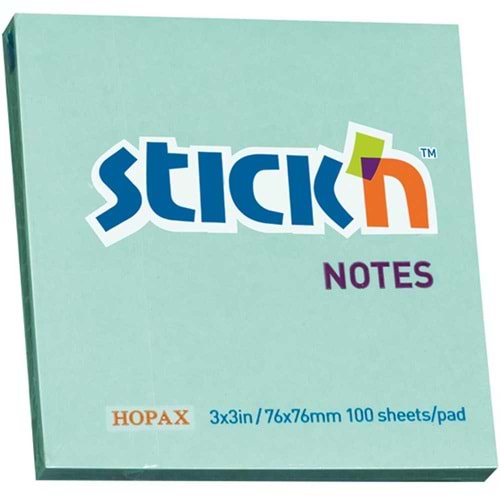 Hopax Stıckn Yapışkanlı Not Kağıdı 100 YP 76x76 Pastel Mavi HE21149 (1 Adet)