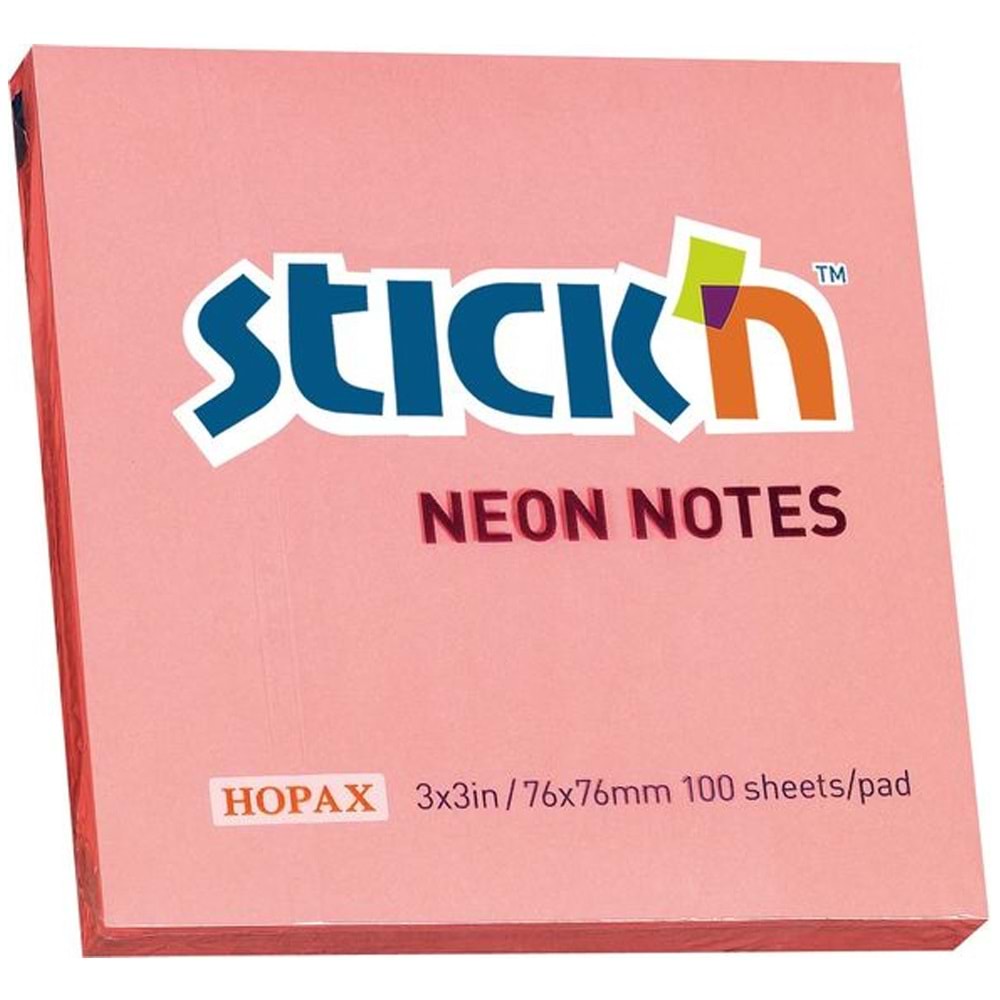 Hopax Stıckn Yapışkanlı Not Kağıdı 100 Yaprak 76x76 Neon Pembe HE21166 (1 Adet)