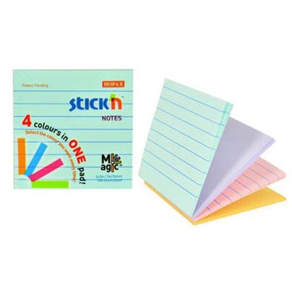 Hopax Stickn 76x76 Magıc Çiz. 4 Pastel Renk 100 YP (1 Adet)