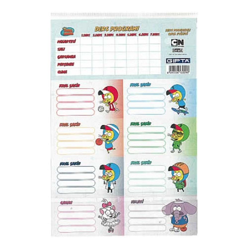 Gıpta Okul Etiketi Kral Şakir Ders Programlı 16x24-3 YP (1 Adet)