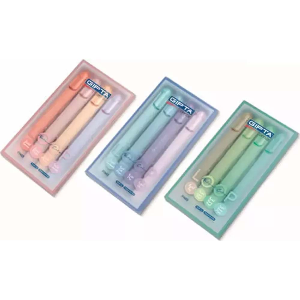 Gıpta Fosforlu Kalem Loop Pastel 4 Renk Set 18 Li Stant F1463