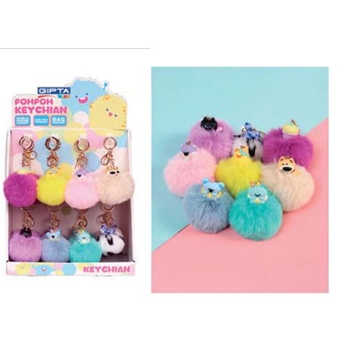 Gıpta Anahtarlık Pump Cats Pompom 6 Renk 24 Lü