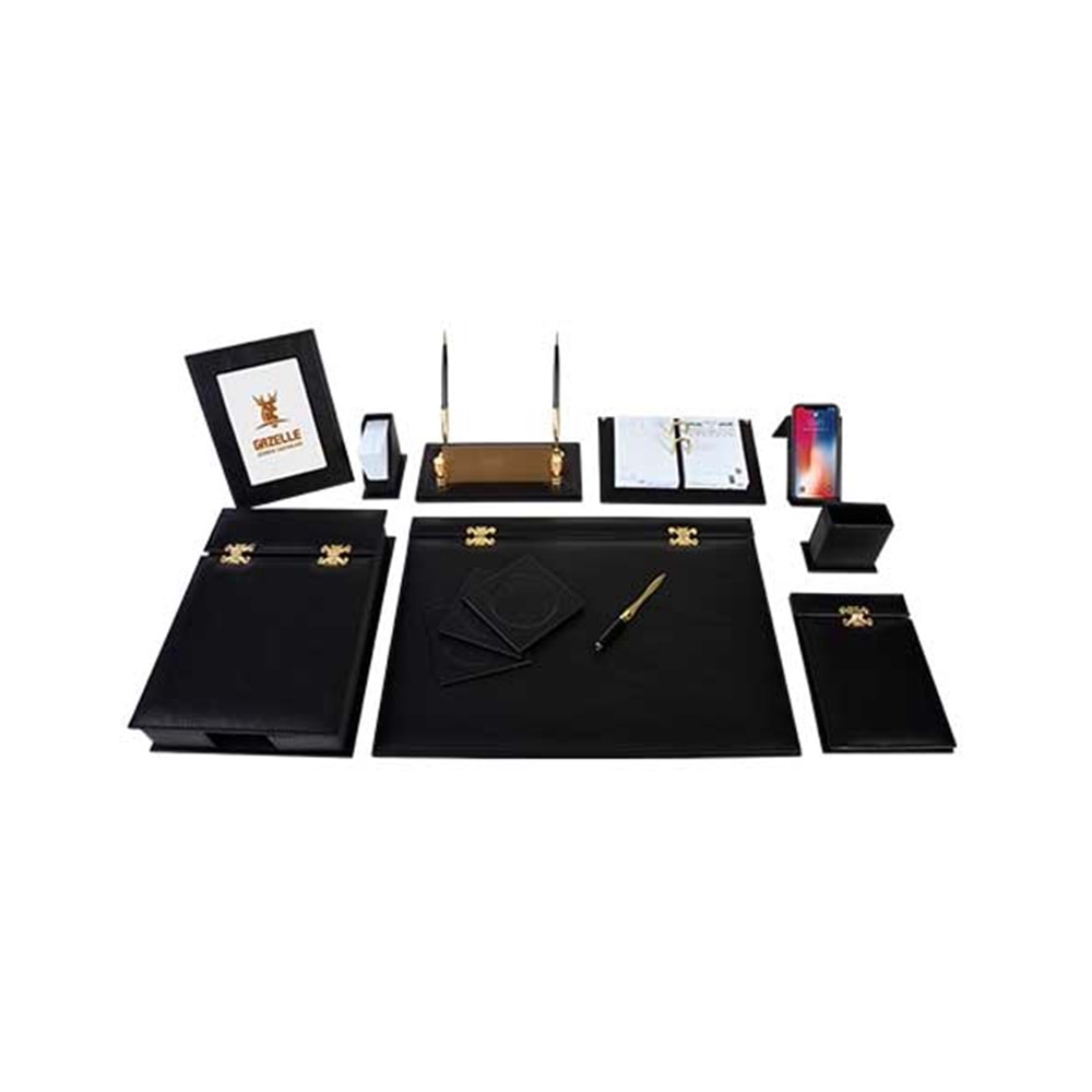 Gülpaş Sümen Takımı 12 Parça Menteşeli Lüks Deri Siyah 233