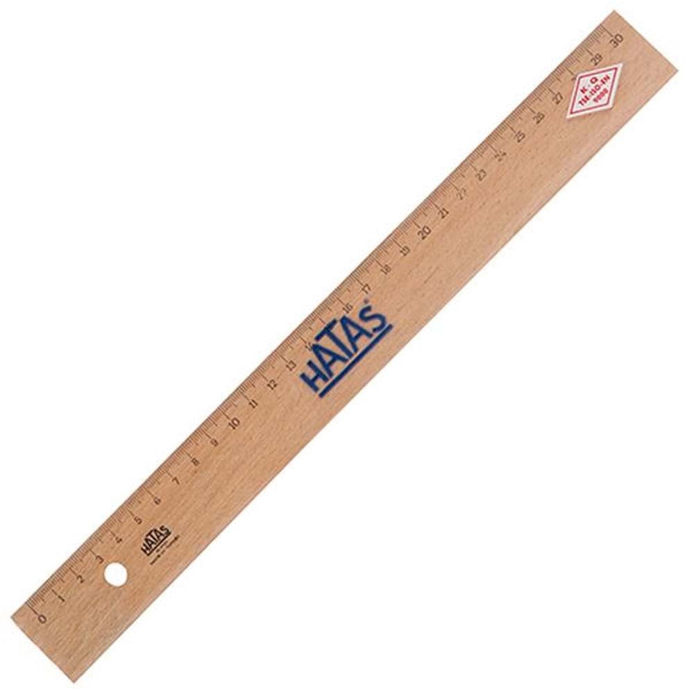 Hatas Tahta Cetvel Takviyesiz 30 Cm 0035 (1 Adet)