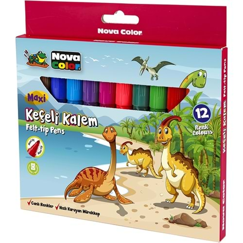 Nova Color Keçeli Kalem 12 Li Maxi NC-873