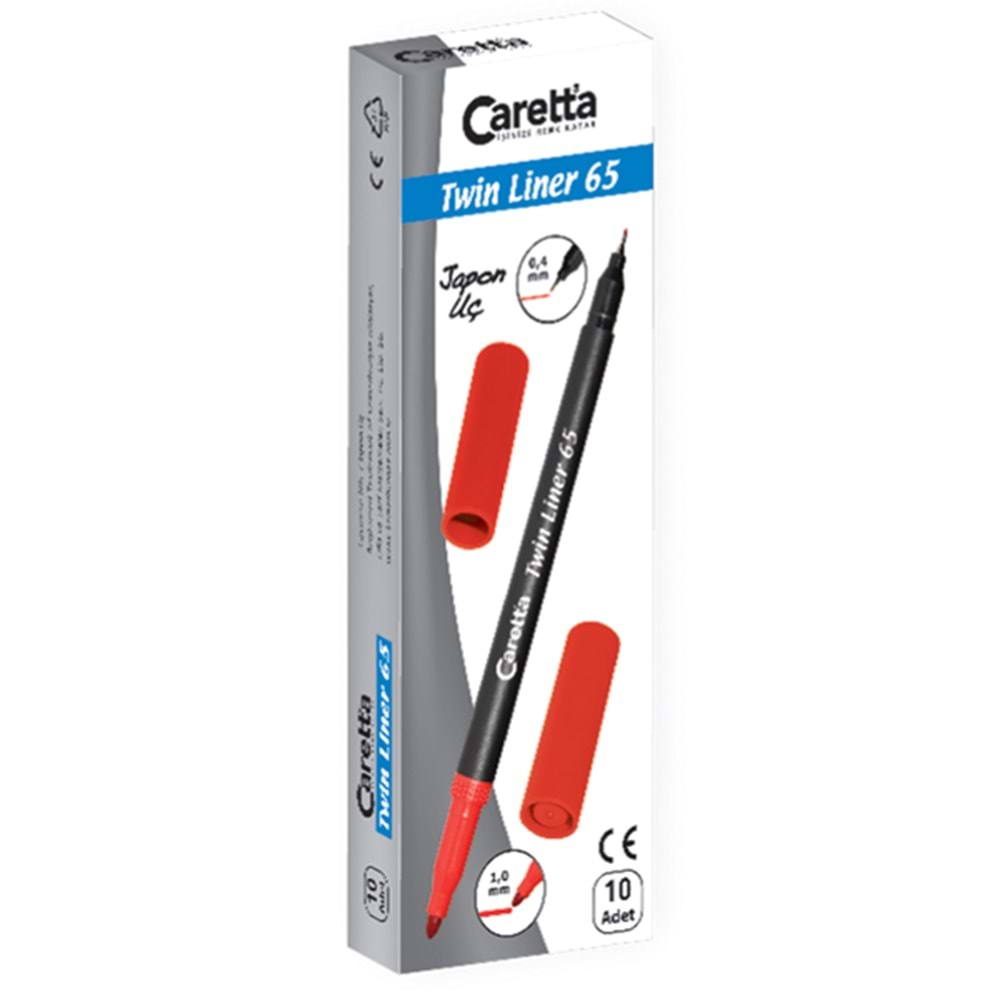Caretta Twinliner Çift Uçlu Keçeli Kalem 0.4 MM-1.0 MM Pembe 65/09 (1 Adet)