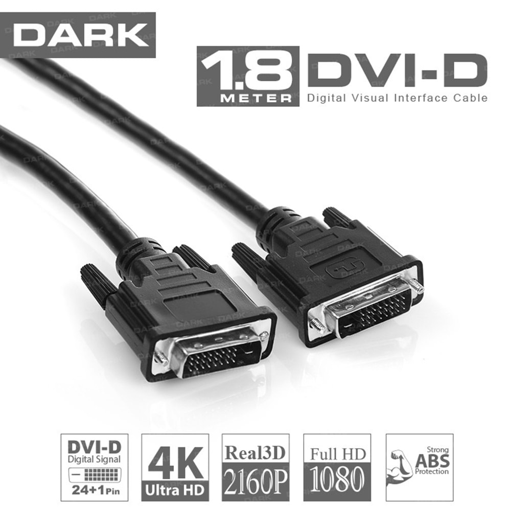 Dark DK-CB-DVIL180 1.8m 24+1 DVI Kablo (Erkek-Erkek)