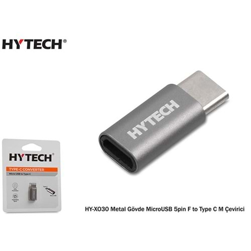 Hytech HY-XO30 Gümüş Metal Gövde MicroUSB 5pin F to Type C M Çevirici