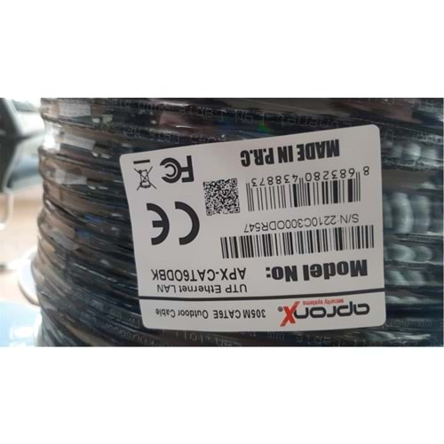 Apronx Cat6 23AWG 305Mt Outdoor 0,57mm Siyah Utp Kablo