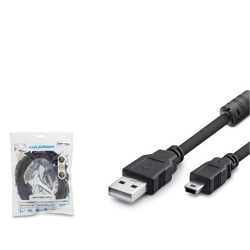 Hadron Hdx7523 Usb Mini V3-5Pin To Usb Kablo 3M Siyah