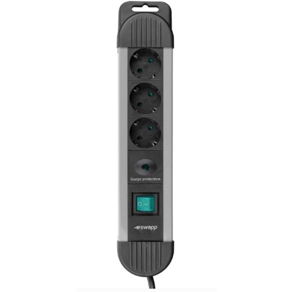 S-link SPGKS03 1.5m 3G1.5mm2 900 Joule 3Lü Akım Kor. Gri Priz Çoklayıcı