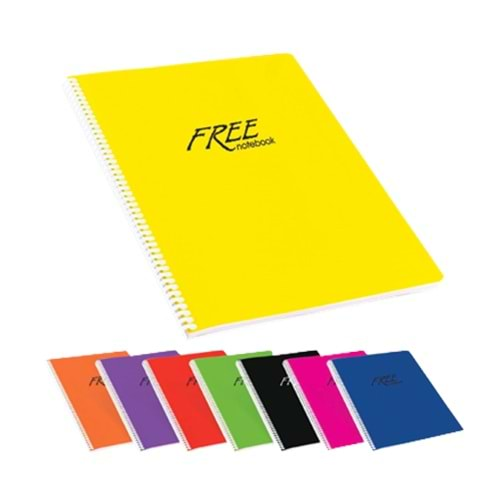 Keskin Color Spiralli Defter Free Office Plastik Kapak Çizgili 100 YP A4 320441-99