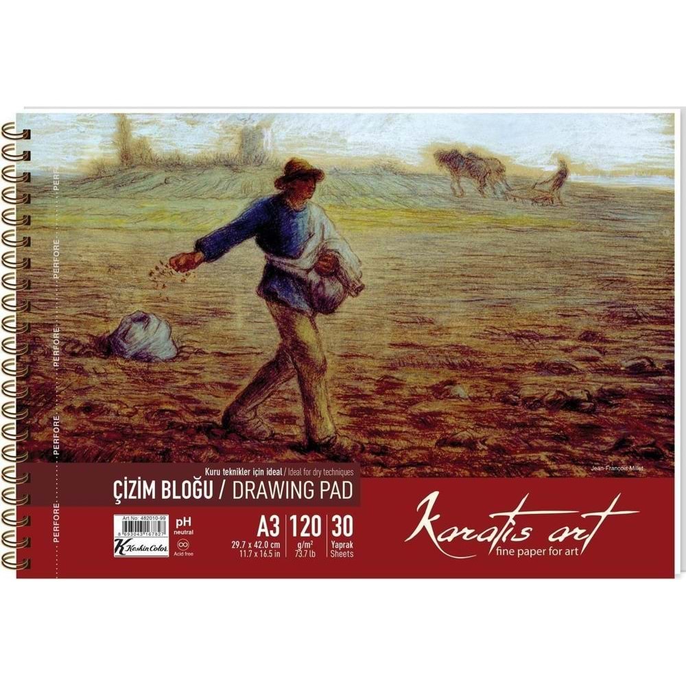 Karatis Çizim Blok Spiralli Art 120 GR A3 30 YP 482010-99