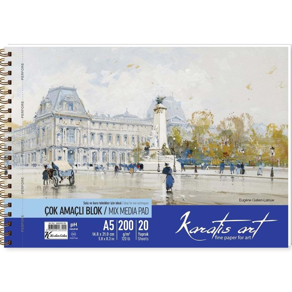 Karatis Resim Blok Spiralli Art 200 GR A5 20 YP 486009-99