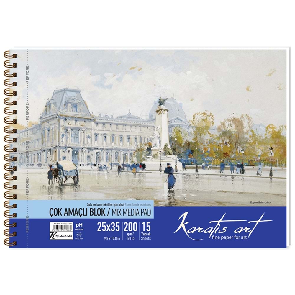 Karatis Resim Blok Spiralli Art 200 GR 25x35 15 Yp