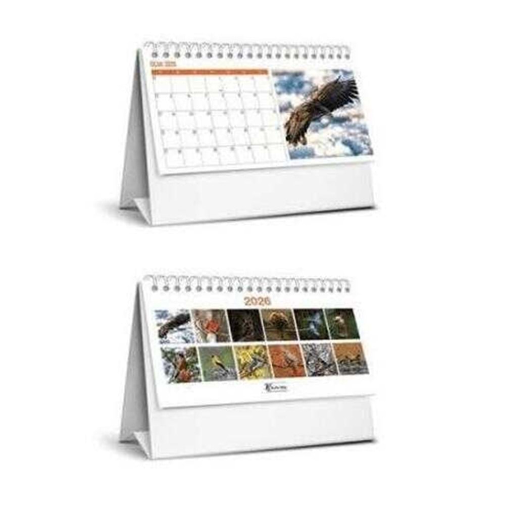 Keskin Color Karton Üçgen Masa Takvim Kuşlar 2026 Mtk-824