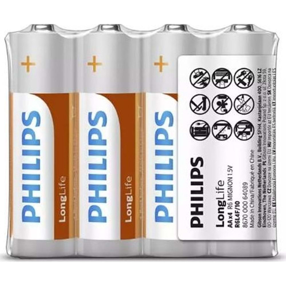 Philips Longlife Kalem Pil AA 4 Lü Ph-r6l4f/10
