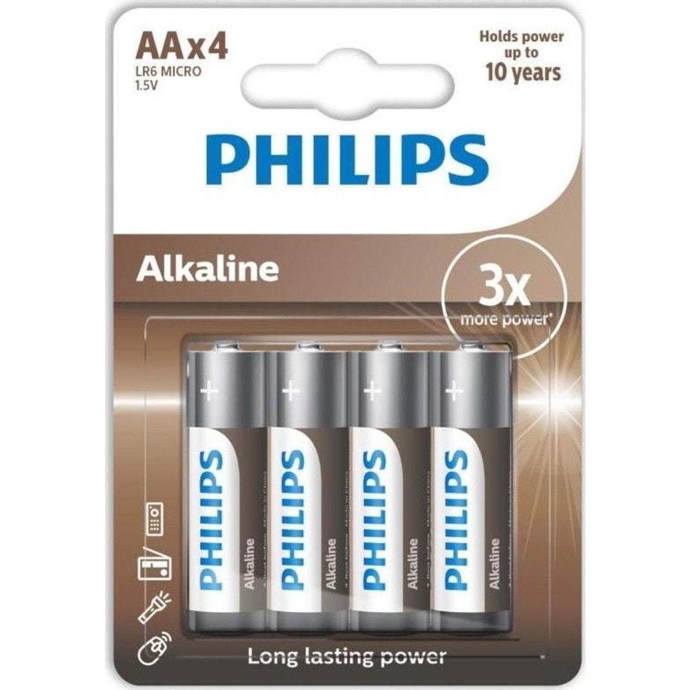 Philips Alkalin Kalem Pil AA 4 Lü