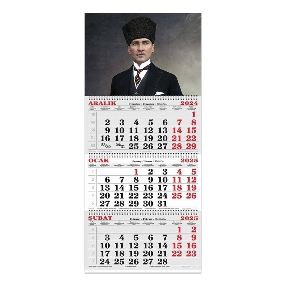 Keskin Color Denizci Takvim 3 Aylık Spiralli Jumbo Atatürk 1 2026
