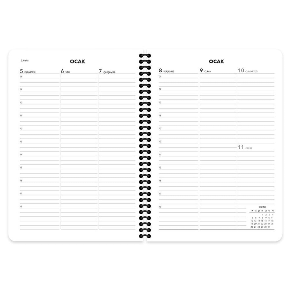 Keskin Color Spiralli Haftalık Ajanda 17x24 Mavi 2026