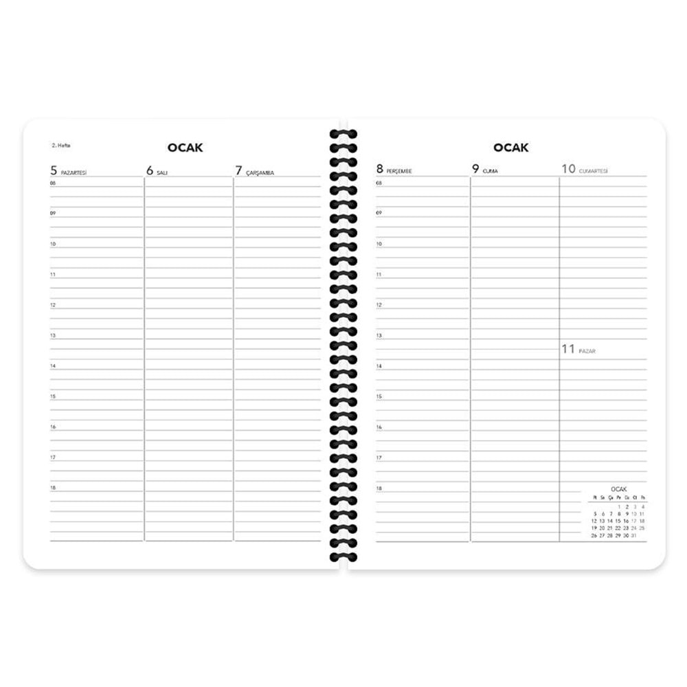 Keskin Color Spiralli Haftalık Ajanda 17x24 Siyah 2026