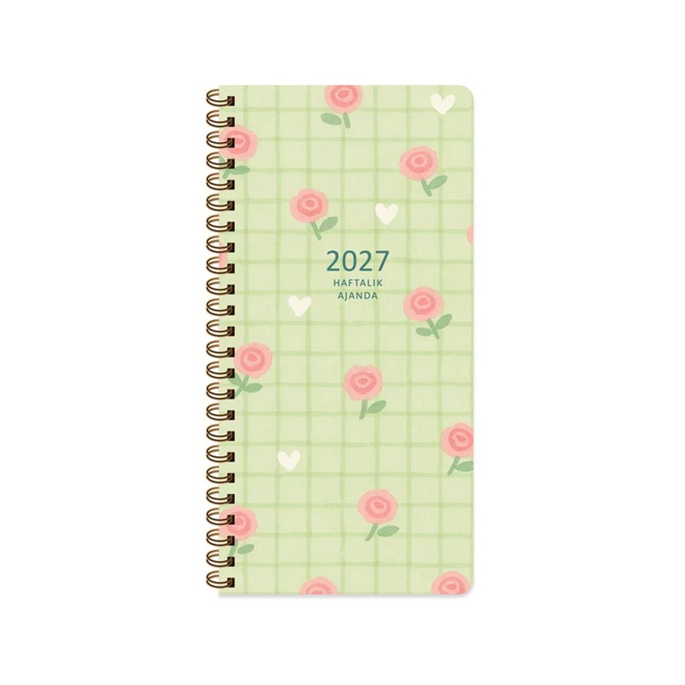 Keskin 2027-8x16 Haftalık Spiralli Cep Ajandası - Yeşil 600283-99