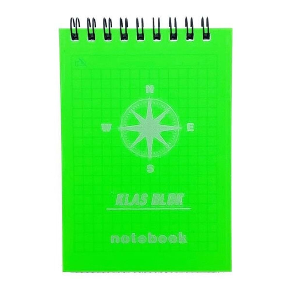 Klas Bloknot Spiralli Plastik Kapak Kareli No:2 60 Yaprak (1 Adet)