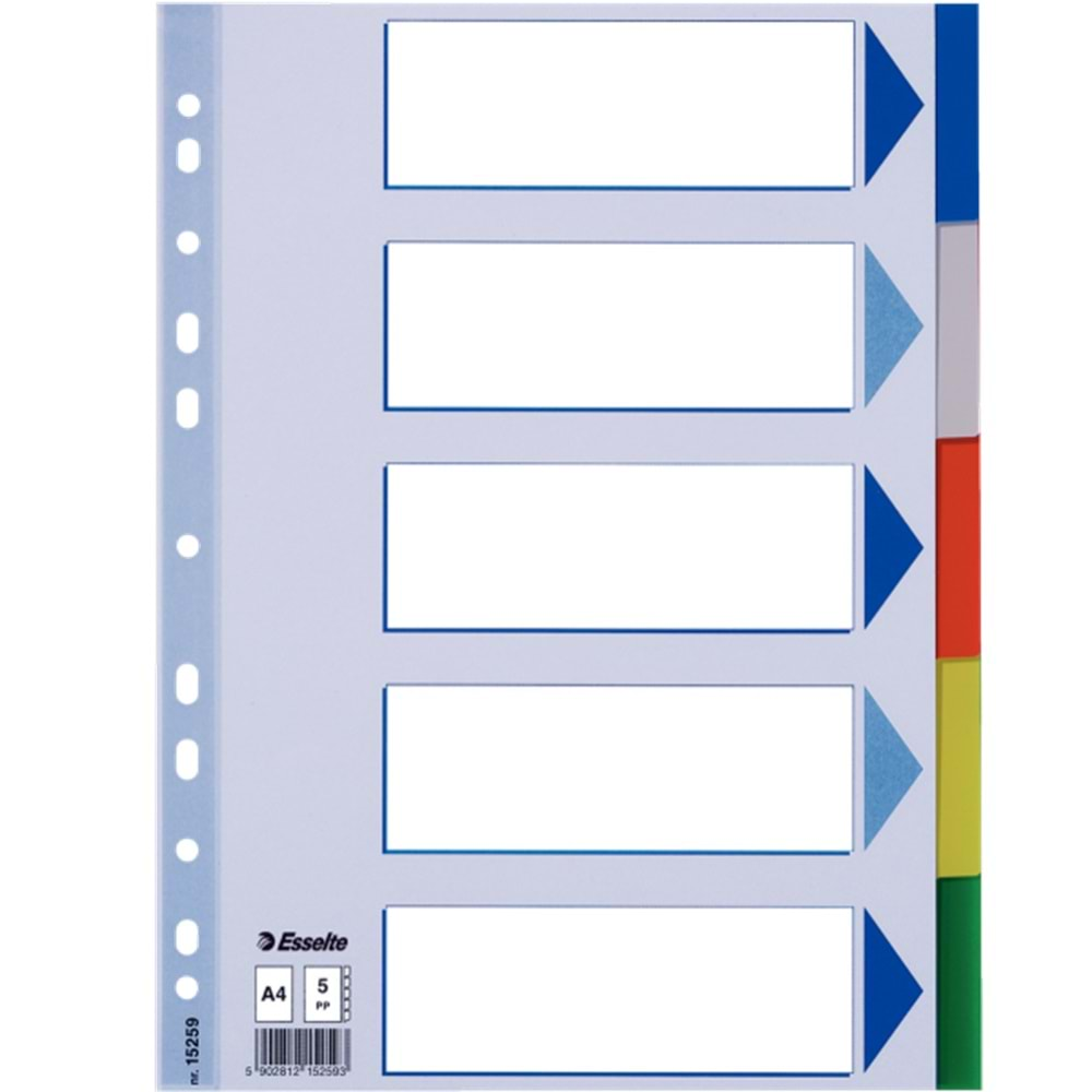 Esselte Seperatör 5 Renkli Plastik A4 15259
