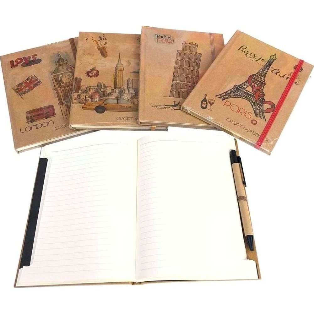 Liz Defter Kraft Kapak 14x20 Ivory 96 Yaprak Çizgili (1 Adet)