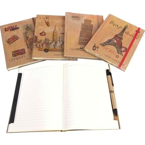 Liz Defter Kraft Kapak 14x20 Ivory 96 Yaprak Çizgili (1 Adet)