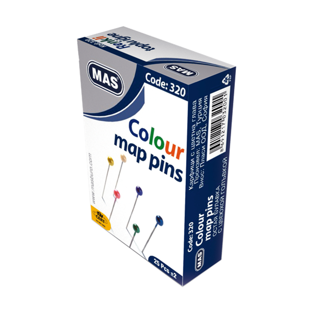 Mas Toplu İğne Renkli Başlı 32 MM 320 (1 Adet)
