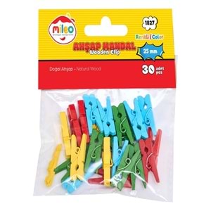 Mileo Ahşap Mandal 25 MM Renkli 1827