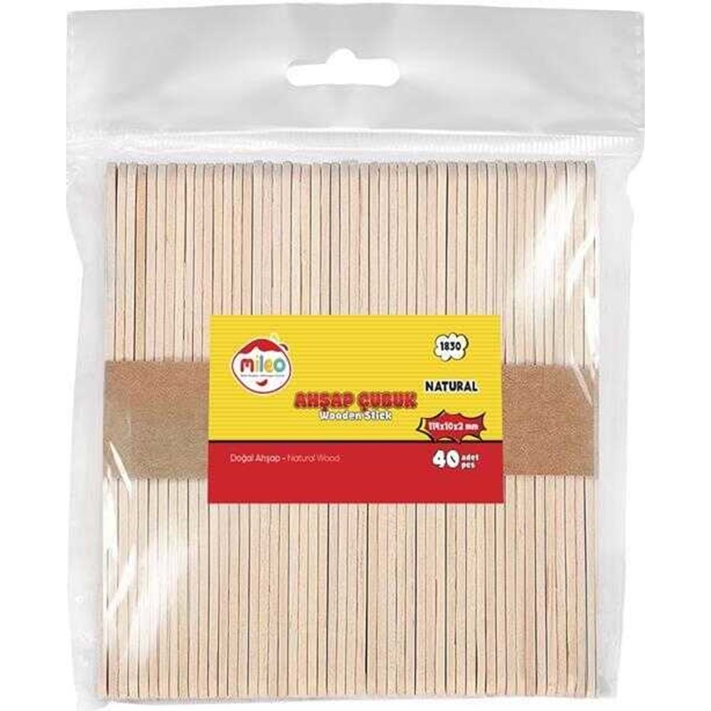 Mileo Ahşap Dil Çubuk Kare 114x10x2 MM Naturel 1830