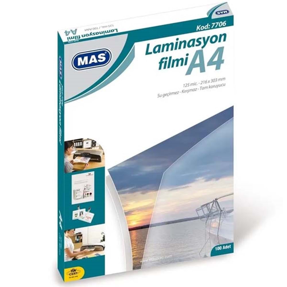 Mas Laminasyon Filmi Parlak A4 125 MIC 7706 (1 Adet)