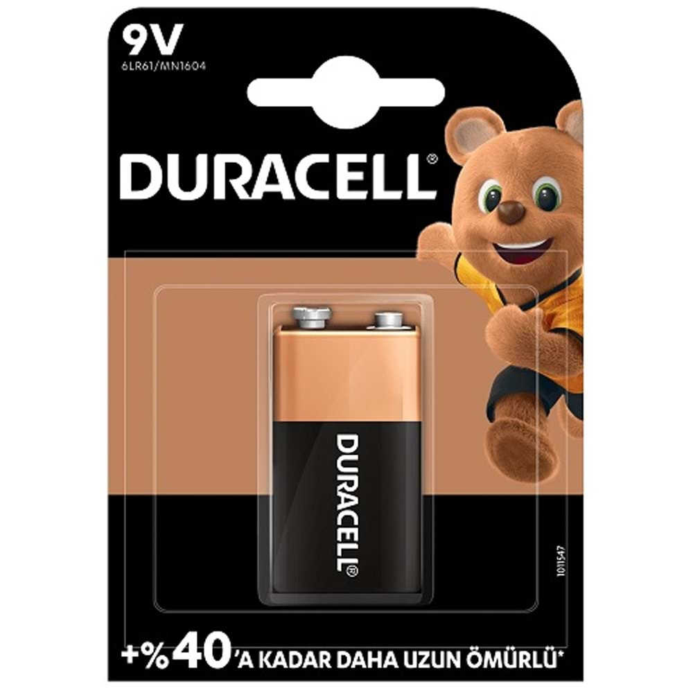 Duracell Alkalin 9 Volt Pil