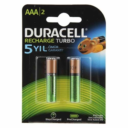 Duracell Şarjlı İnce Kalem Pil (AAA) 850 MAH 2 Lİ