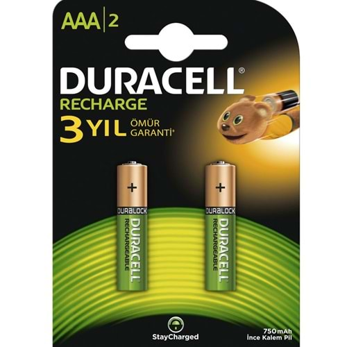 Duracell Şarjlı İnce Kalem Pil (AAA) 750 MAH 2 Lİ