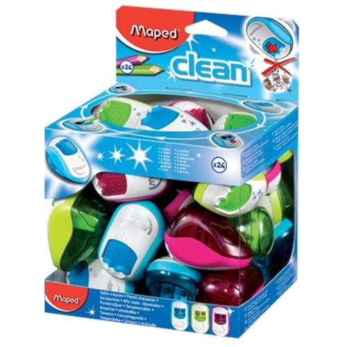 Maped Öğrenci Kalemtıraşı Clean Plastik Çiftli Hazneli 24 LÜ 030211