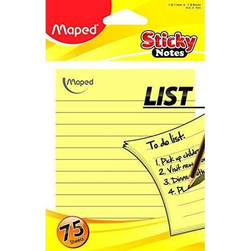 Maped Yapışkanlı Not Kağıdı Çizgili 100 YP 101x125 Sarı 771110