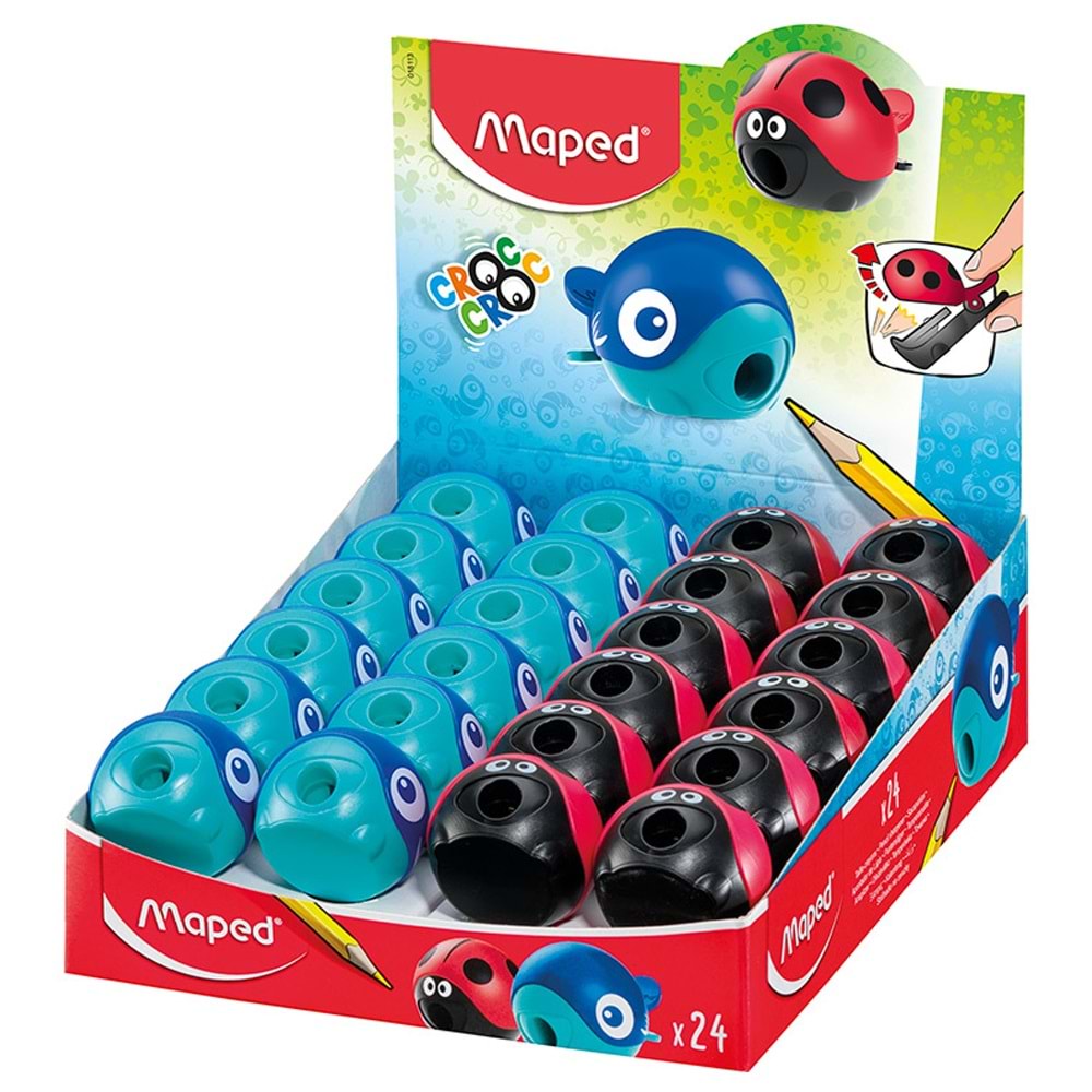Maped Kalemtıraş Croc Croc Easy Tek Delik Dısplay (1 Adet)