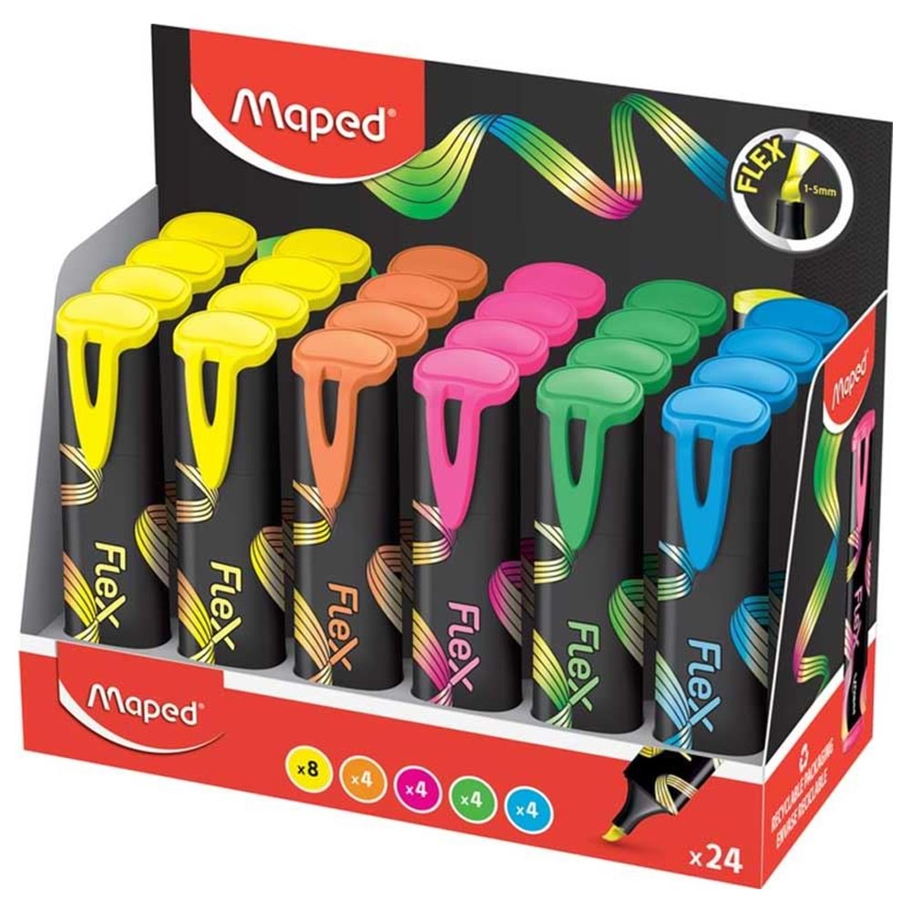Maped Fosforlu Kalem Flex Farklı Renklerde-Dısplay 740302 (1 Adet)