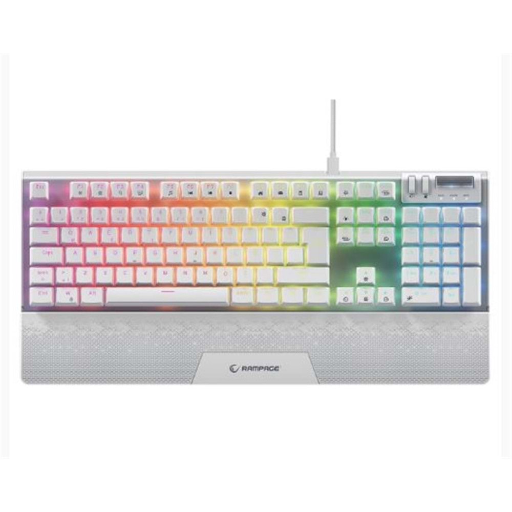 Rampage Carbon Beyaz RGB Q Gaming Oyuncu Klavye Bilek Destekli Red Switch