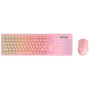Everest KM-319BT Pembe 2.4G+BT1+BT2 Çoklu Cihaz Bağlantılı Q Set Kablosuz Klavye + Mouse